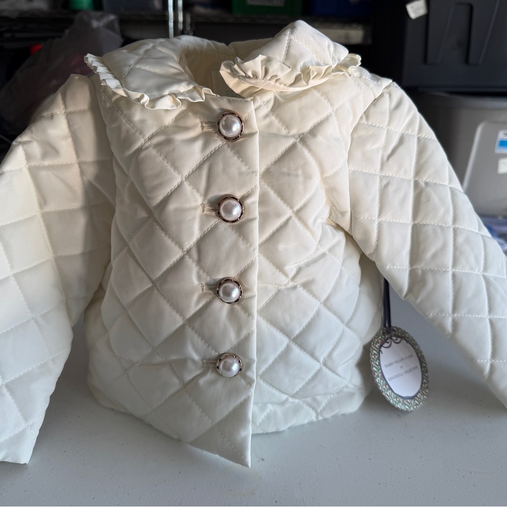 Edgehill Collection Cream Quilted Kids Puffer Jacket